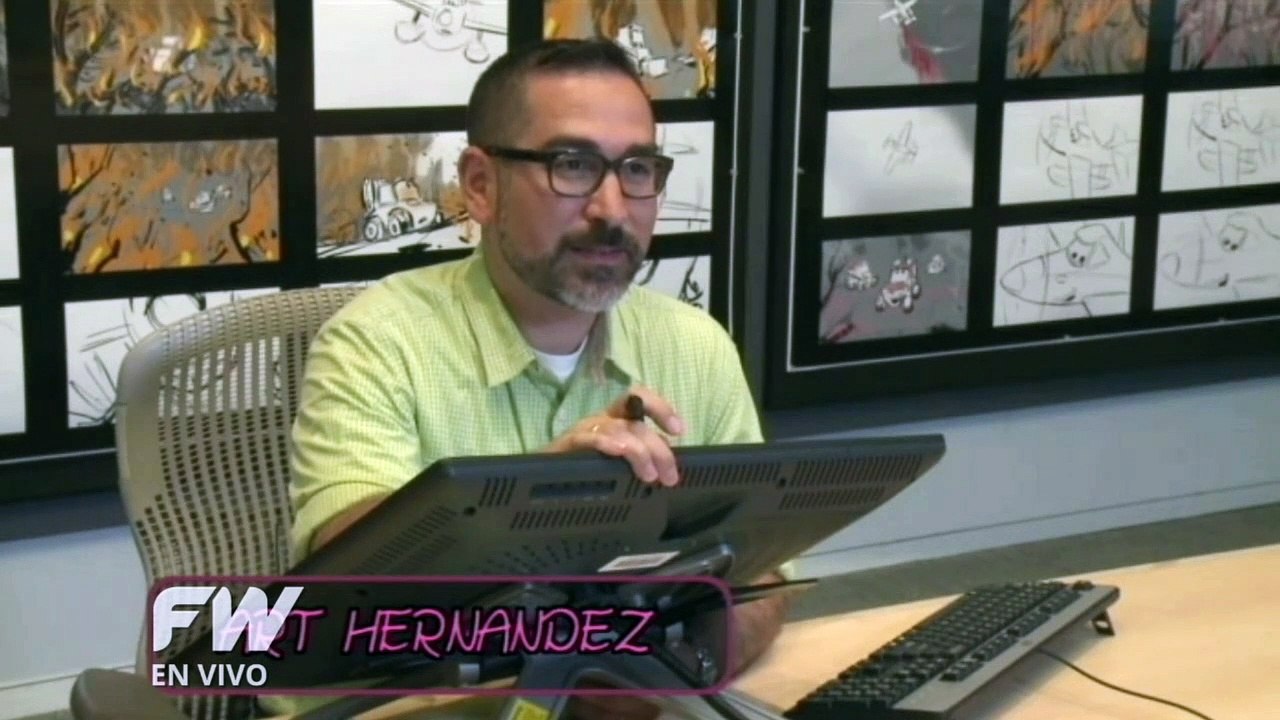 Uno de los creativos de Aviones 2 le enseña a dibujar a Javi Ponzone