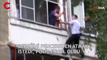 Bebeğini pencereden atmak istedi! O anlar kamerada