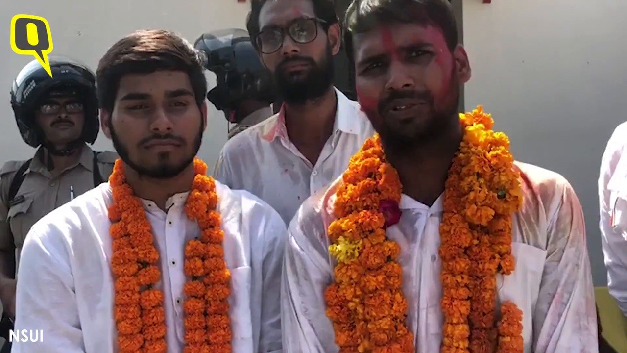 Newly elected office bearers of Allahabad University, Cultural Secretary Aditya Singh and Vice President Akhilesh Yadav speak about NSUI's victory after 13 years and the resulting protests.