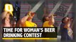 Woman Go Head-to-Head in Beer Drinking Contest