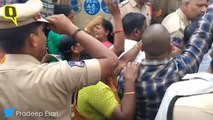 Angry Voters Protest Outside a Polling Station in Chandrayangutta in Hyderabad Alleging That Their Names Are Missing from the Voting List