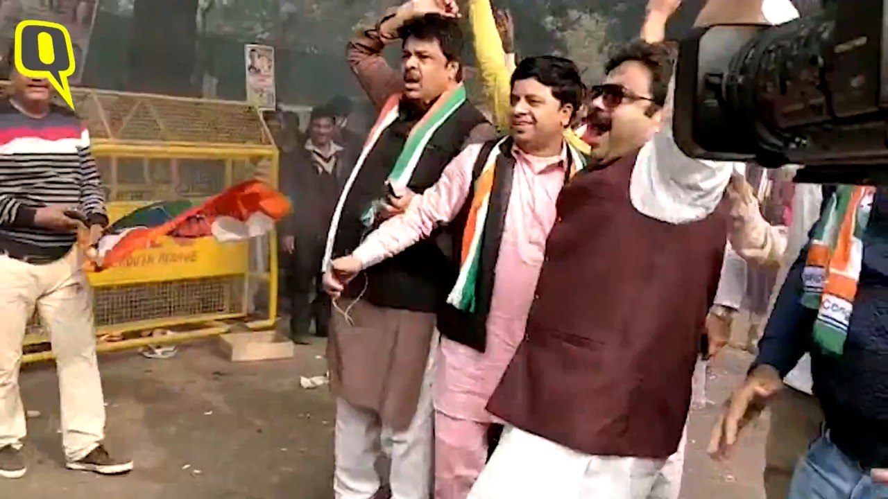 Celebrations Outside Congress HQ in Delhi