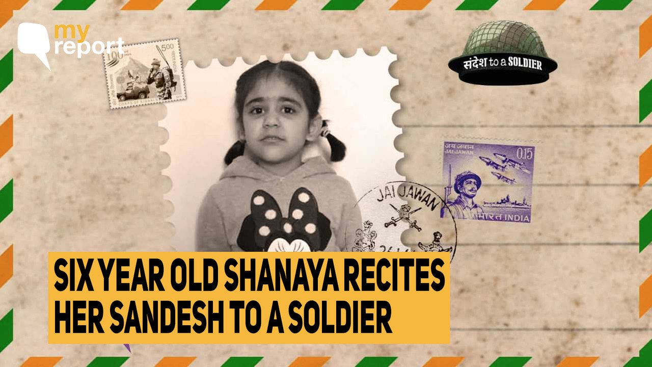 Six Year Old Shanaya Recites Her Sandesh to a Soldier