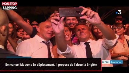Emmanuel Macron : En déplacement, il propose de l'alcool à Brigitte (vidéo)