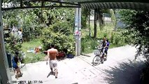 Girls on Scooter Chased by Territorial Dog