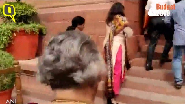 Finance Minister Nirmala Sitharaman's Parents arrive at Parliament ahead of Budget Presentation