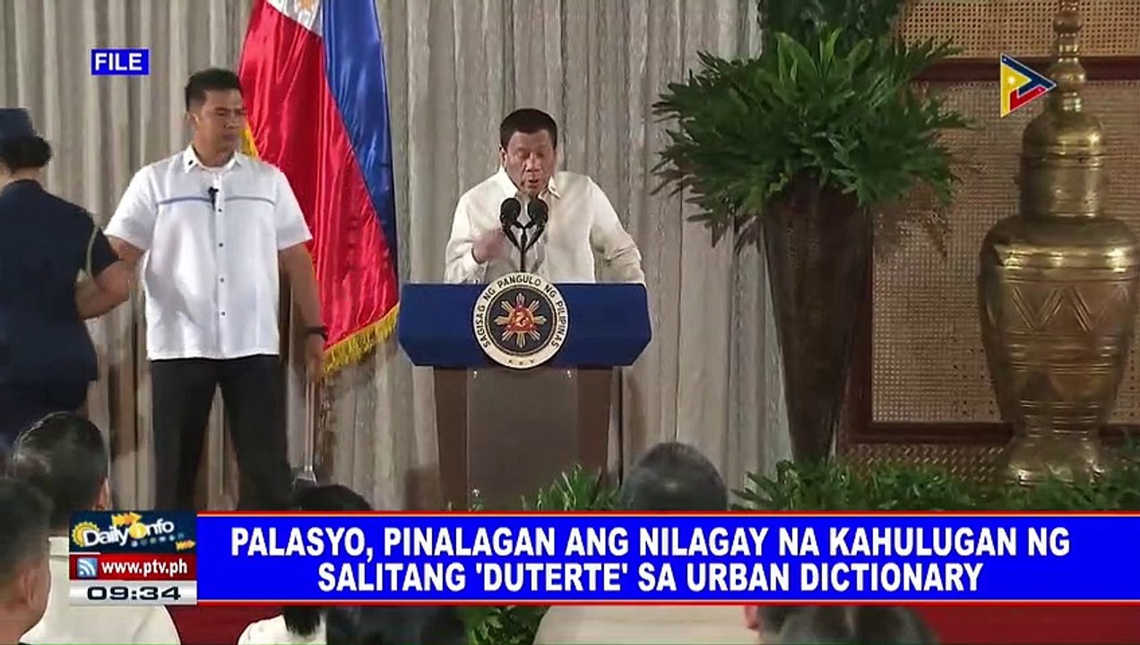Palasyo, pinalagan ang nilagay na kahulugan ng salitang 'Duterte' sa Urban  Dictionary - video Dailymotion
