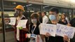 Protesters gather at Hong Kong MTR stations to remind passengers of Yuen Long attack
