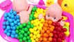 Learn colors Twin Baby Doll Bath Time Eat Colors M-Ms Chocolate Nursery Rhymes Kid songs