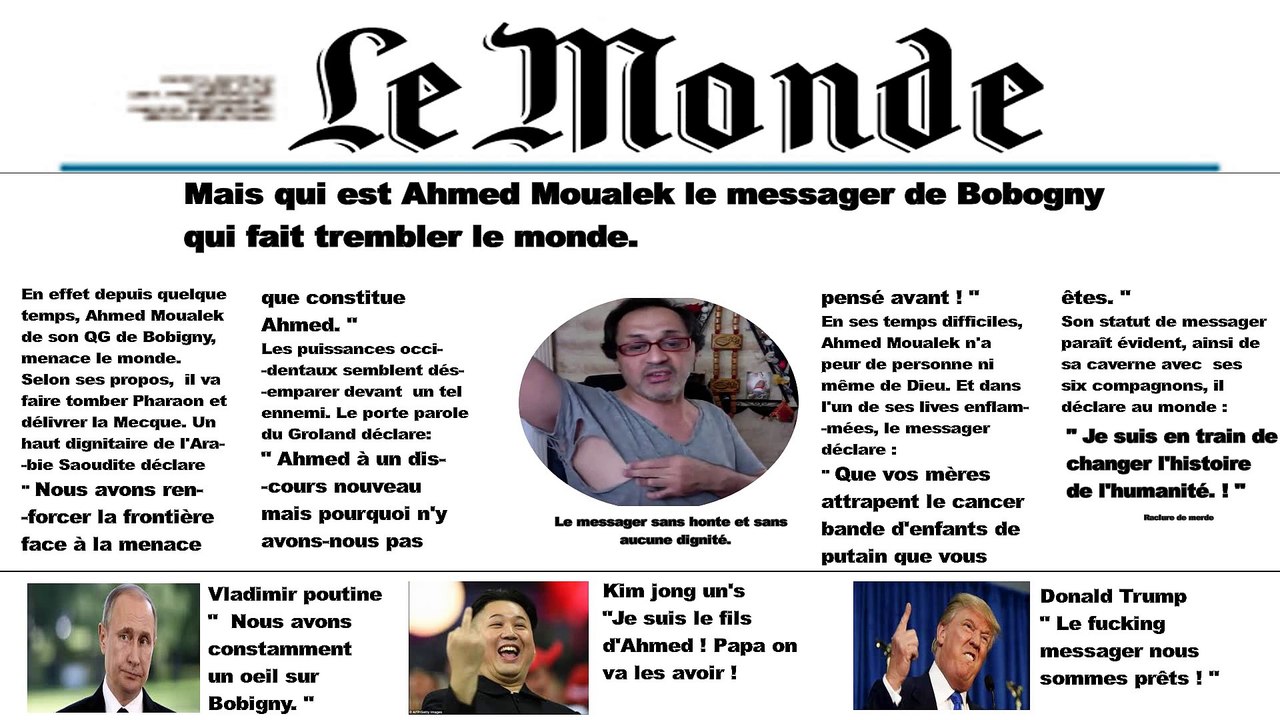 Ahmed Moualek à son papier dans le Monde.