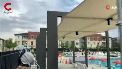 Rüzgar sonrası 150 şişme yatağın dansı kamerada