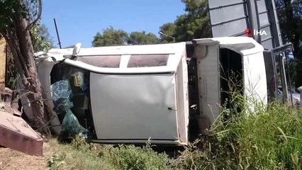 Kontrolden çıkan kamyonet takla attı: 2 yaralı