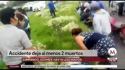 Dos muertos y 10 lesionados en volcadura de combi en Zumpango