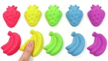 Learn Colors Fruit Kinetic Sand Modeling and Bunny Bottle Play Doh Clay