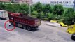 Scooter rider narrowly avoids being run over by truck in China