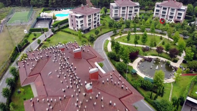 Onlarca leylek yağmurun dinmesini belledi...Leyleklerin göç molası havadan görüntülendi