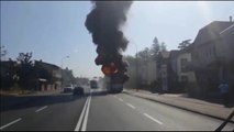 Autobusi i linjës me numër 5 kaplohet nga zjarri