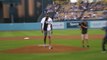 Davis throws first pitch for the Dodgers