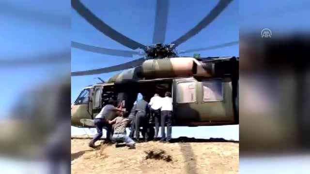 Kayalıklardan düşen çoban, helikopterle kurtarıldı