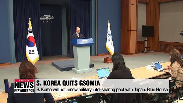 S. Korea decides not to renew classified military information sharing pact, GSOMIA with Japan