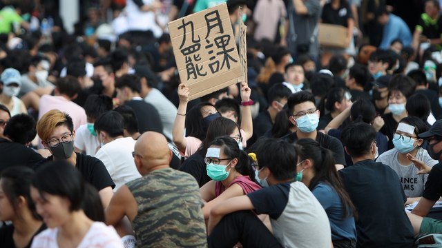 Hong Kong secondary school students voice their demands to government and call for strike on September 2