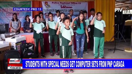Students with special needs get computer sets from PNP Caraga
