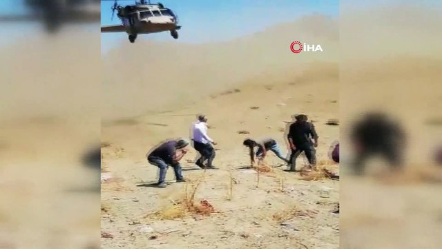 Kayalıklardan düşen çoban askeri helikopterle kurtarıldı