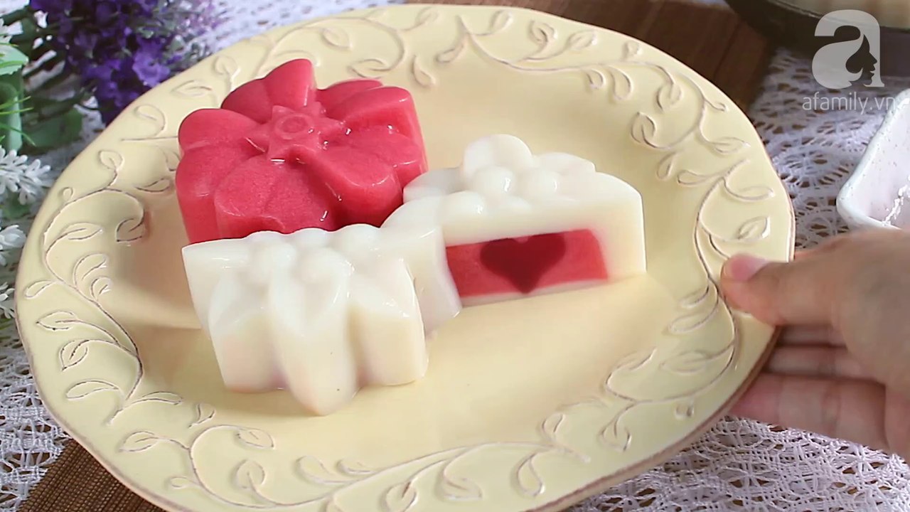 Cách làm Bánh Trung Thu rau câu trái tim xinh xinh yêu yêu