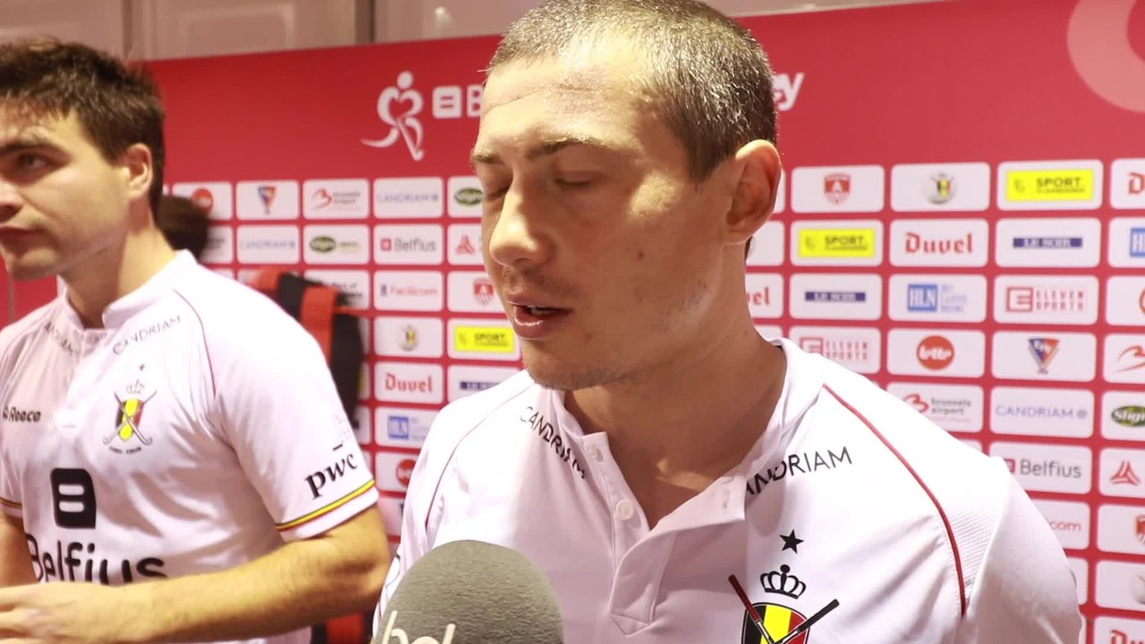 Réaction de John-John Dohmen après la victoire des  Red Lions contre l'Allemagne