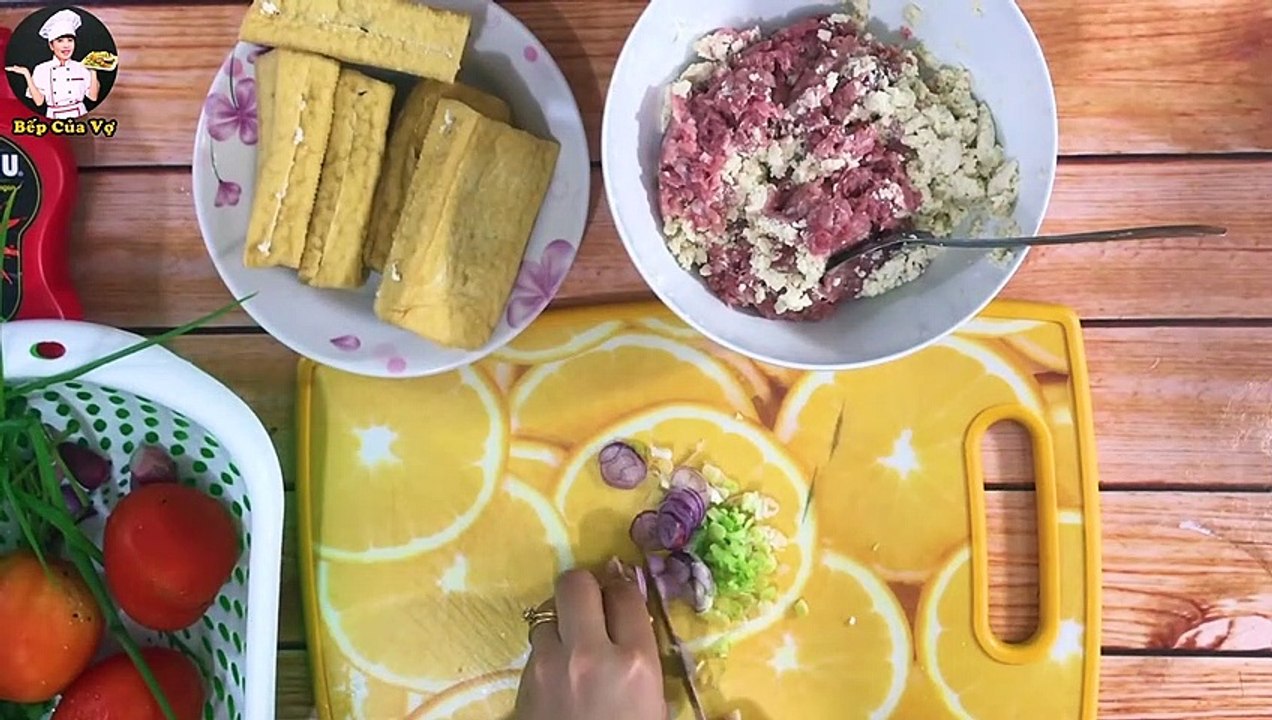 Cách làm ĐẬU HỦ NHỒI THỊT SỐT CÀ