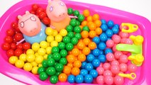 Learn Colors Peppa Pig Bath Time With Bubble Gum Ball For Kid Coloring Book