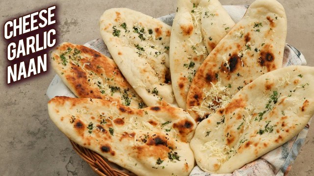 Cheese Garlic Naan | Cheesy Garlic Naan Without Tandoor | Dhaba Style Cheese Garlic Naan - Bhumika