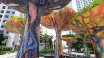 Unique 'tree tower' made from thousands of colorful ceramic pieces in Vietnam