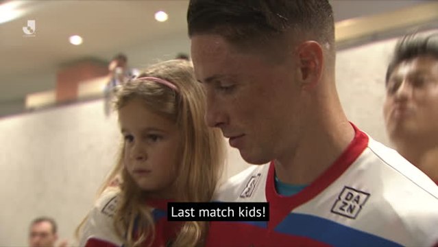 Torres bids farewell to football, with a little help from Iniesta and Villa