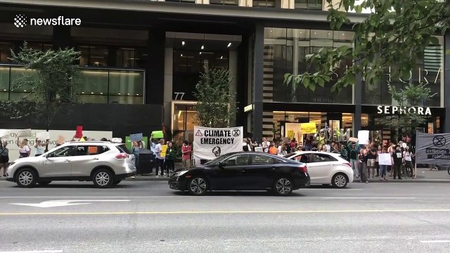 Extinction Rebellion protestors in Toronto enflamed by wildfires in Amazon rainforest