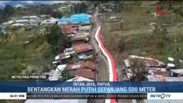 Bendera Merah Putih Sepanjang 500 Meter Dibentangkan di Papua