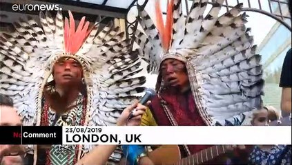 Indigenous protesters and environmental activists call to protect rainforest