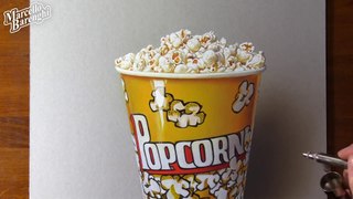Drawing Popcorn 3D Like Real  Who eats it while watching a movie?
