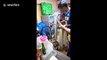 Man pranks friends with 'snake' in fridge