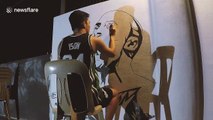 Basketball fan paints Kobe Bryant mural on wall of his house