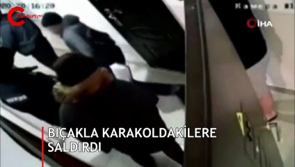 Karakolda bıçaklı dehşet kamerada