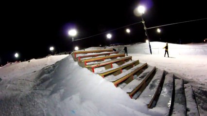 Fallen Snowboarder Nearly Gets Squished