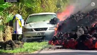 Dramatic timelapse footage shows lava engulfing car in Hawaii