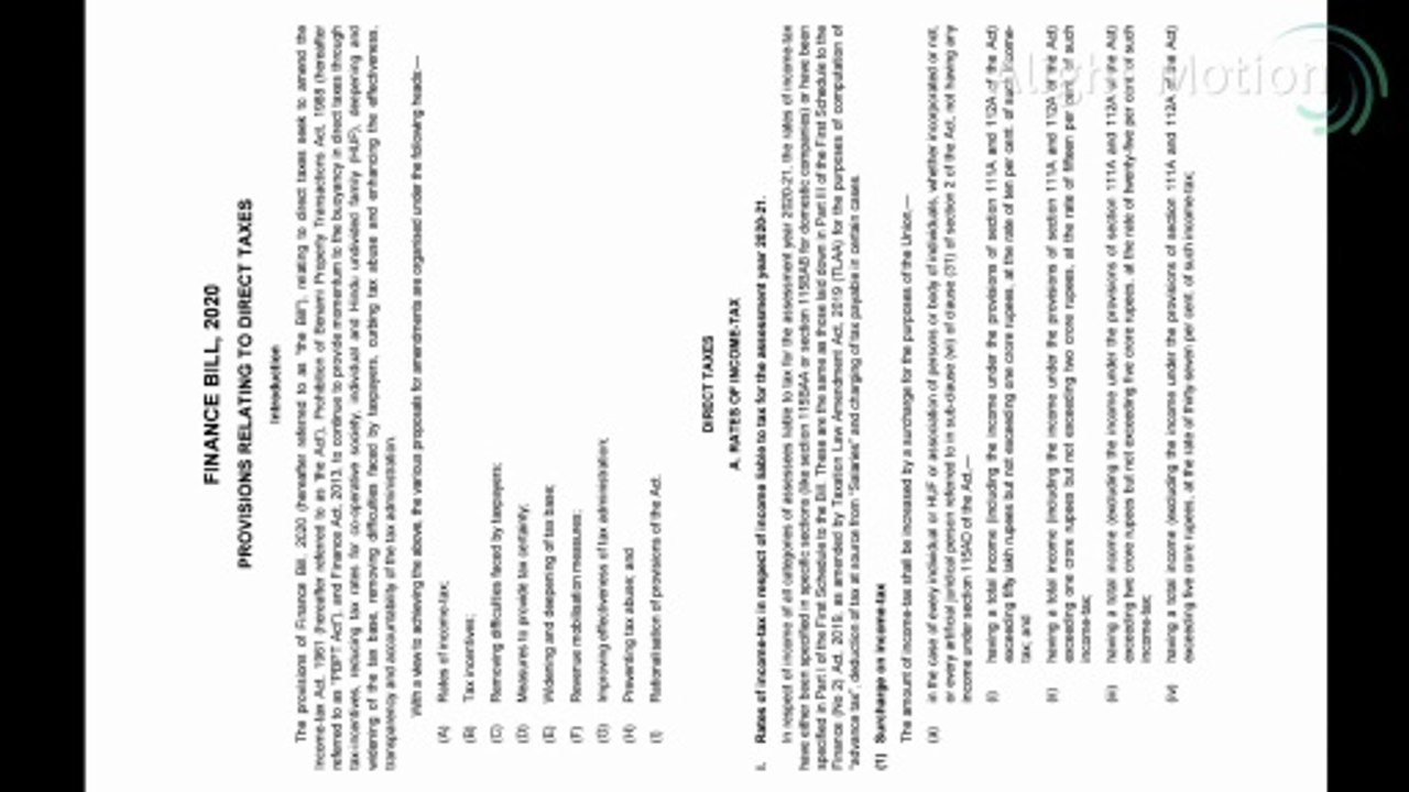 India budget 2020 highlights financial bill 2020 provision related to direct tax