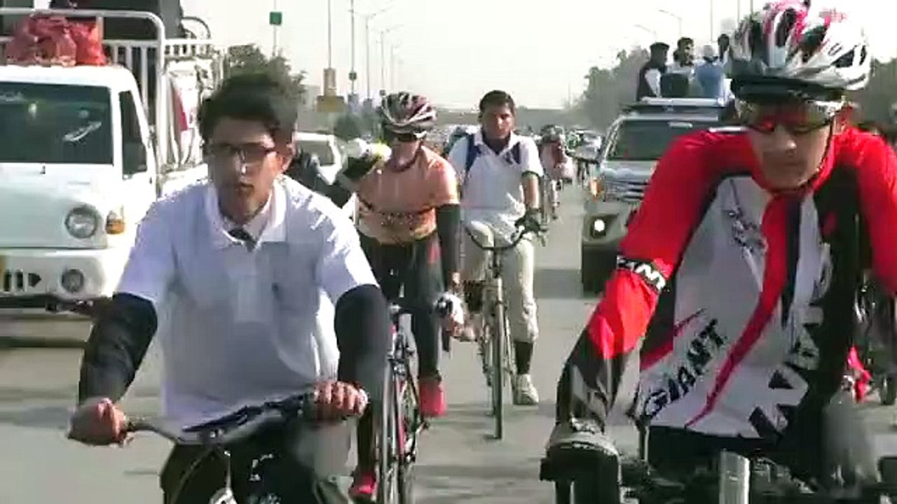 People Join a Bicycle Rally in Islamabad to Show Solidarity with Kashmiri Indians