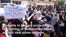 Iraqi students protest against new PM Mohammad Allawi in Basra