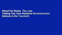 About For Books  The Lady Tasting Tea: How Statistics Revolutionized Science in the Twentieth