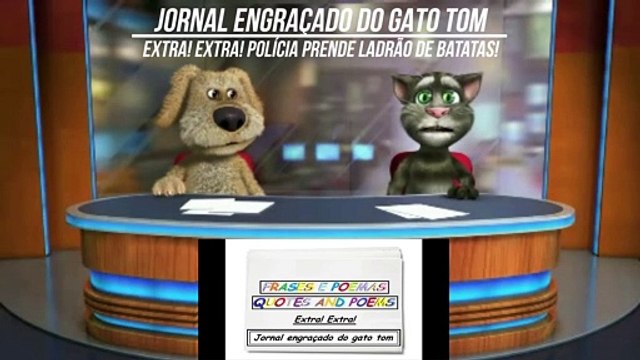 Jornal engraçado do gato tom: Polícia prende ladrão de batatas! [Frases e Poemas]