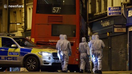 Police forensics on scene of terror attack in Streatham, London