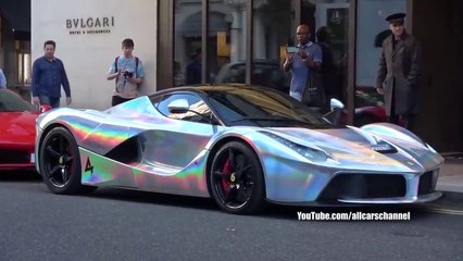 Arsenal football player Aubameyang driving his £3 Million LaFerrari in Central L_HD_60fps